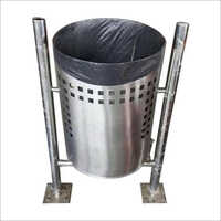 50 L Stainless Steel Dustbin With Pipe Support