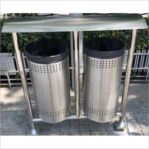 Stainless Steel Dustbin With Canopy