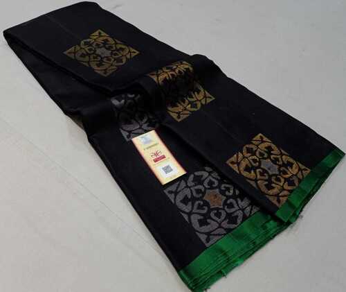 Black Handloom Soft Silk Saree Pure Kanjivaram