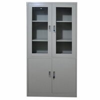 Medicine Cabinet - Steel, 72" H X 36" W X 18" D | Grey, Double Doors, 4 Shelves, 1 Year Warranty