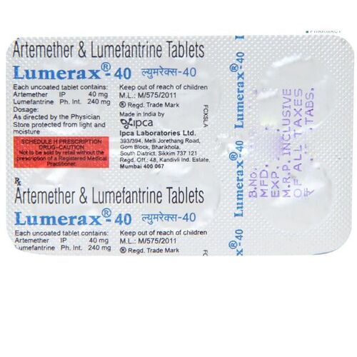 Artemether And Lumefantrine Tablets 40mg 240mg