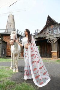 Indian Net 3d Flower Saree