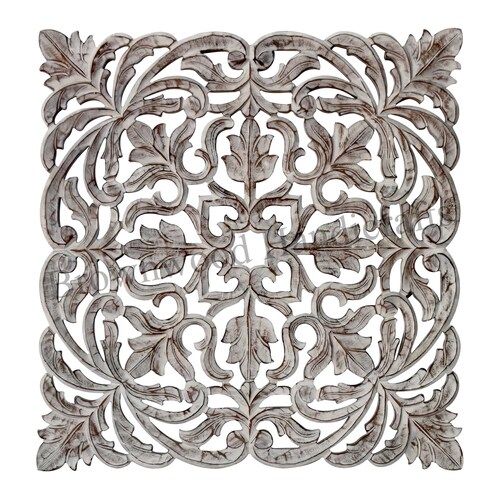 Mdf Carved Wall Panel Burnt White Antique Size: 90 X 90 Cm (17 Mm)