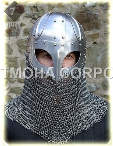 Medieval Knight Helmet - 18 Gauge M Steel, 9x8x16 Inches | Handcrafted Antique Imitation, Silver Plating, European Style