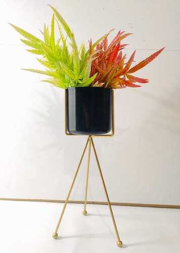 METAL PLANTER STAND FOR INDOOR OUTDOOR DECORATION - Metal, Height: 44 cm, Bottom Diameter: 19 cm, Top Diameter: 14 cm | Antique Effect, Weight: 660 g