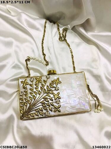 Designer Brass MOP Handmade Clutch Bag