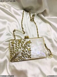 Designer Brass MOP Handmade Clutch Bag