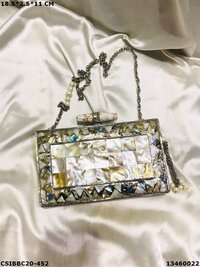 Designer Brass MOP Handmade Clutch Bag