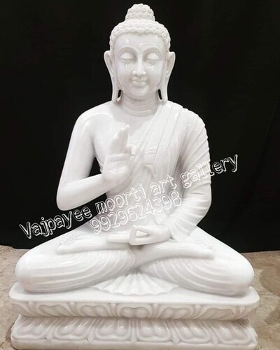 White marble Buddha Statue By VAJPAYEE MOORTI ART GALLERY