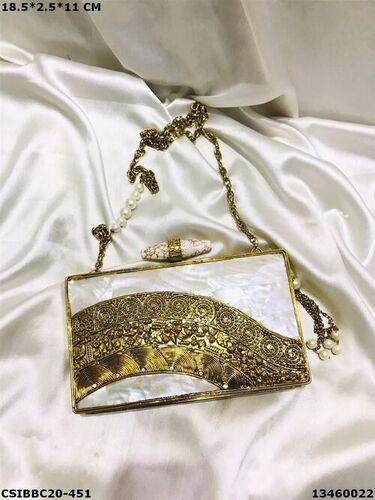 Designer Brass MOP Clutches