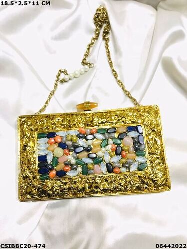 Mother of Pearl Brass Clutch