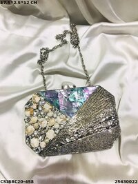 Mother of Pearl Designer Brass Clutch Bag