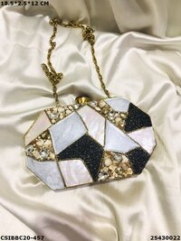 Mother of Pearl Designer Brass Clutch Bag
