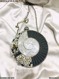 Mother of Pearl Designer Brass Clutch Bag
