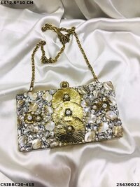 Mother of Pearl Designer Brass Clutches