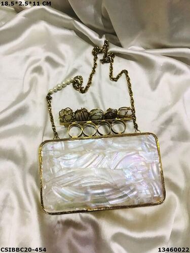 Multi Handcrafted Designer Brass Mother Of Pearl Clutches