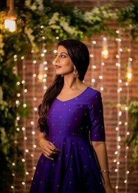 Tafeeta Silk Long Gown Kurti - 53-54 Inch, Sizes M, L, Xl, 2xl | Breathable Fabric, Classy Jequired Prints, Trendy Short Sleeves