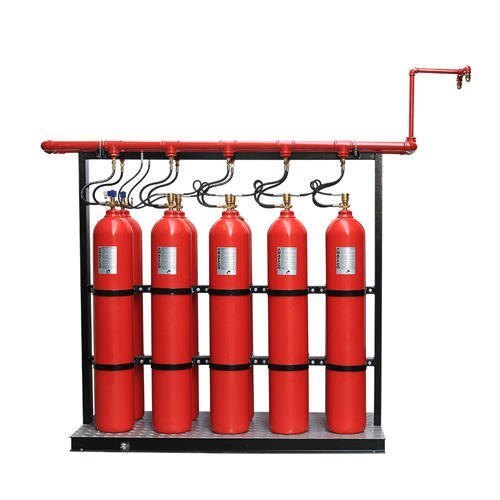 Automatic Pipeline CO2 Fire Suppression System - M.S, 4Kg Capacity, Red Color | Automatic Operation, Alarm Feature, 1 Year Warranty, Designed for Electrical Panels