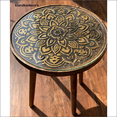 Round Carving Side Table