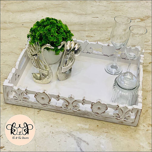 White Antique Carving Tray