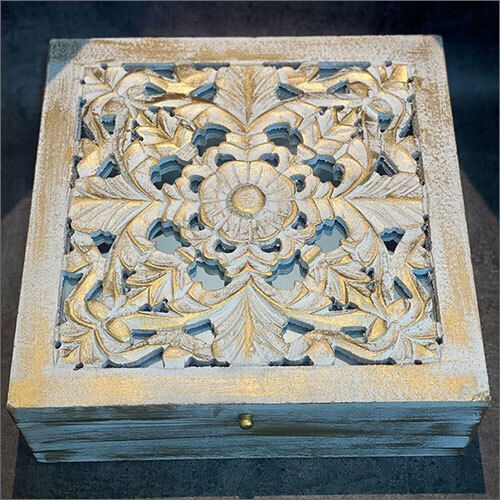 12x12 Antique Wooden Box With Mirror