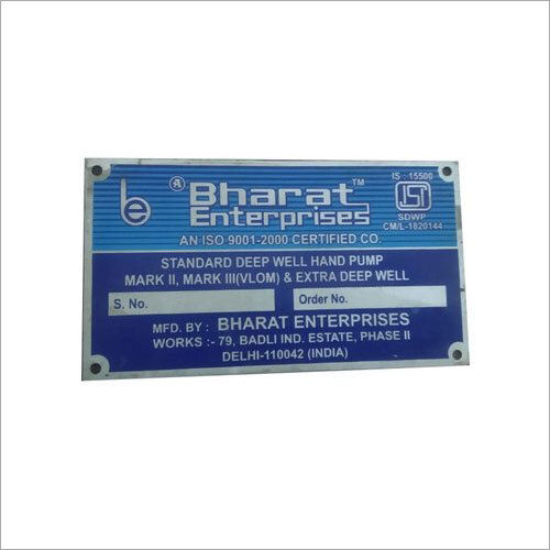 Rectangle Bharat Hand Pump Aluminium Name Plate