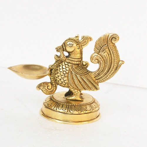 Bird figure Brass Metal Pooja Ghar Diya/Oil Lamp by Aakrati