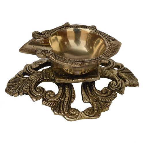 Brass Made hand carved pooja gahr oil lamp with decorative stand