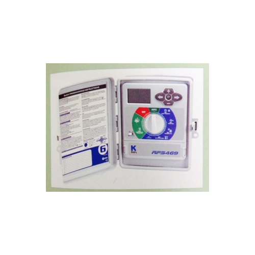 RPS 469 Controller - 7x5x3 in Gray LCD Irrigation Timer, 6 Stations, Programmable, Durable Design