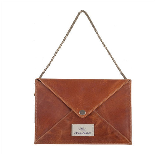 Brown Fan Palm Envelope Clutch