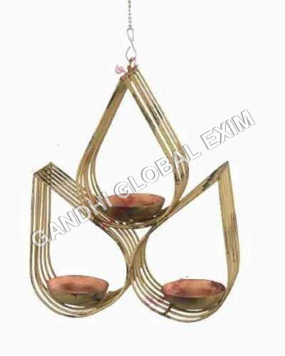 T Light Candle Holder - Iron Material, Golden Color , Indoor Hanging Decorative Style