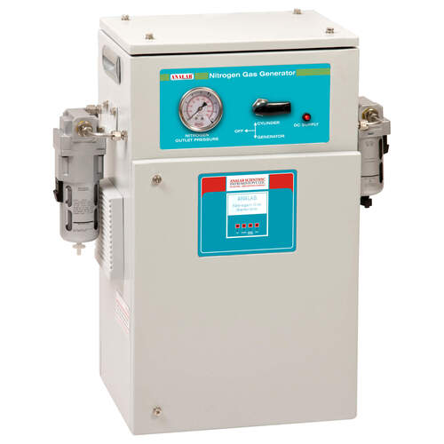 Nitrogen Gas Generator - Stainless Steel, 350 x 300 x 600 mm, 300 ml/min at 6 Kg/cm², Purity 99.999% UHP/GC Grade, Includes 40 Air Filters