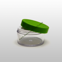 Cosmetic Cream Jar Transparent 50gm - San Material, 62.60mm X 62.60mm X 37.50mm Dimensions, Green Cap | Eco-friendly, Nontoxic, Round Design