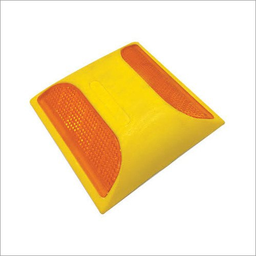 Plastic Yellow Road Stud - Plastic, 100x90x17 mm, Yellow | Enhances Nighttime Visibility, Improves Safety at Junctions and Flyover Ends