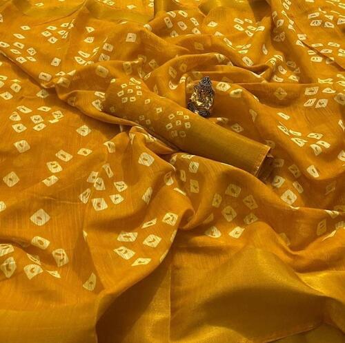 Silk Cotton With Zari Border Mill Print