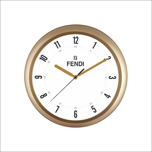 Beige With Gold Plated Round Wall Clock