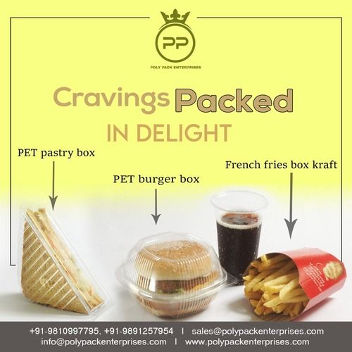 PET BURGER BOX SANDWICH BOX FRENCH FRIES BOX