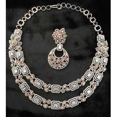 Baguette Rose Real Diamond Necklace