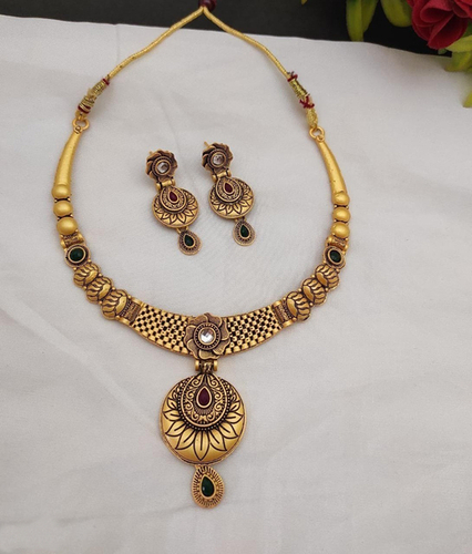 Gold Antique Necklace Set Heavy Short Gold Necklace