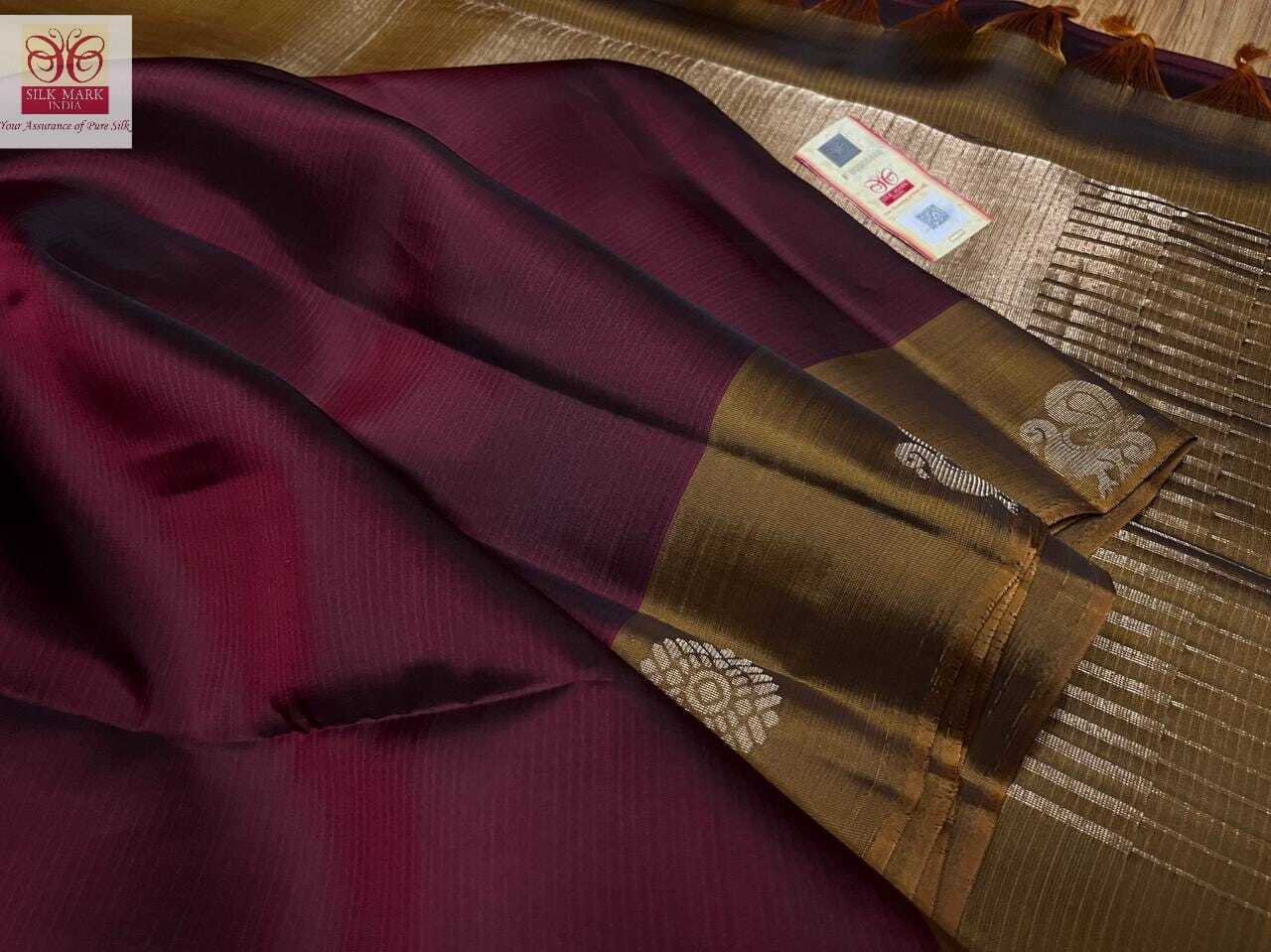 pure kanchipuram silk saree soft side budda