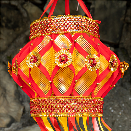 Red Orange Lantern for diwali handmade Kandil.