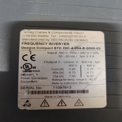 DEMAG DIC-4-004-E-0000-03 FREQUENCY INVERTER DRIVE
