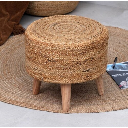 Braided Jute Cotton Ottoman Poufs (Stool)