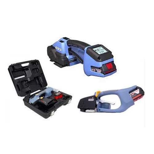 Battary Operated Tool For PP Or Pet Strapping - Mild Steel Material,  Black-Blue Color | Non-Computerized Design for Efficient Strapping Tasks