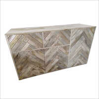 Solid Mango Wood Side Board With Antique Strip Look