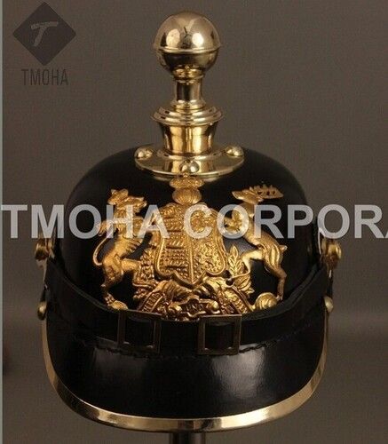 Iron Medieval Ancient Helmet Pickelhaube Leather Ah0259