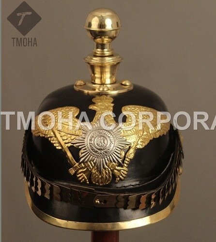 Black Medieval Ancient Helmet Pickelhaube Leather