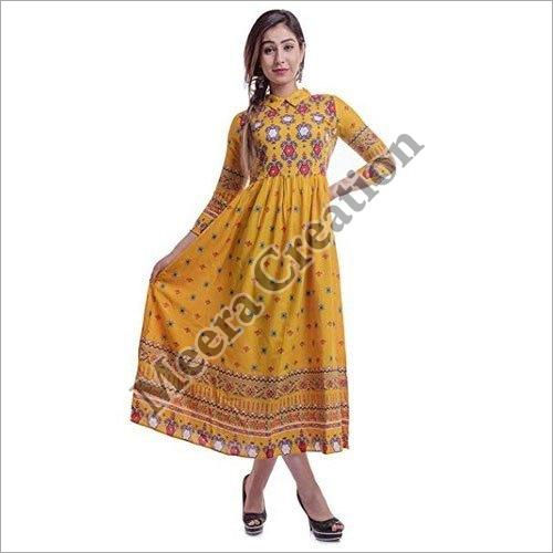 Washable Ladies Anarkali Printed Cotton Kurtis