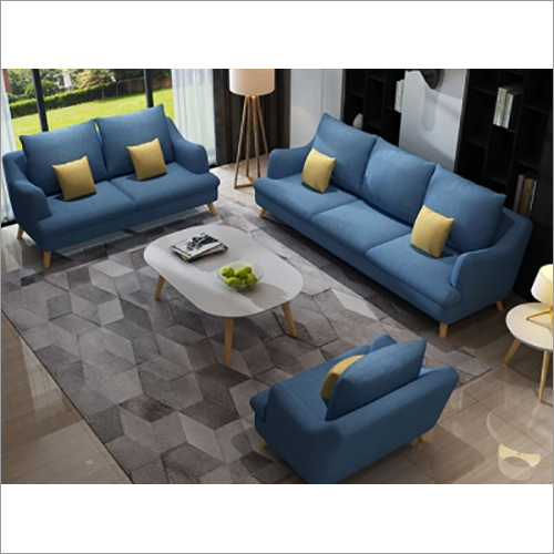 Wooden Carved Blue Sofa Set