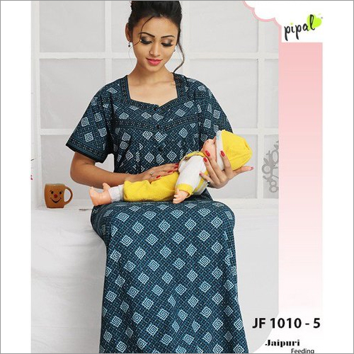 Ladies Jaipuri Print Feeding Nighty